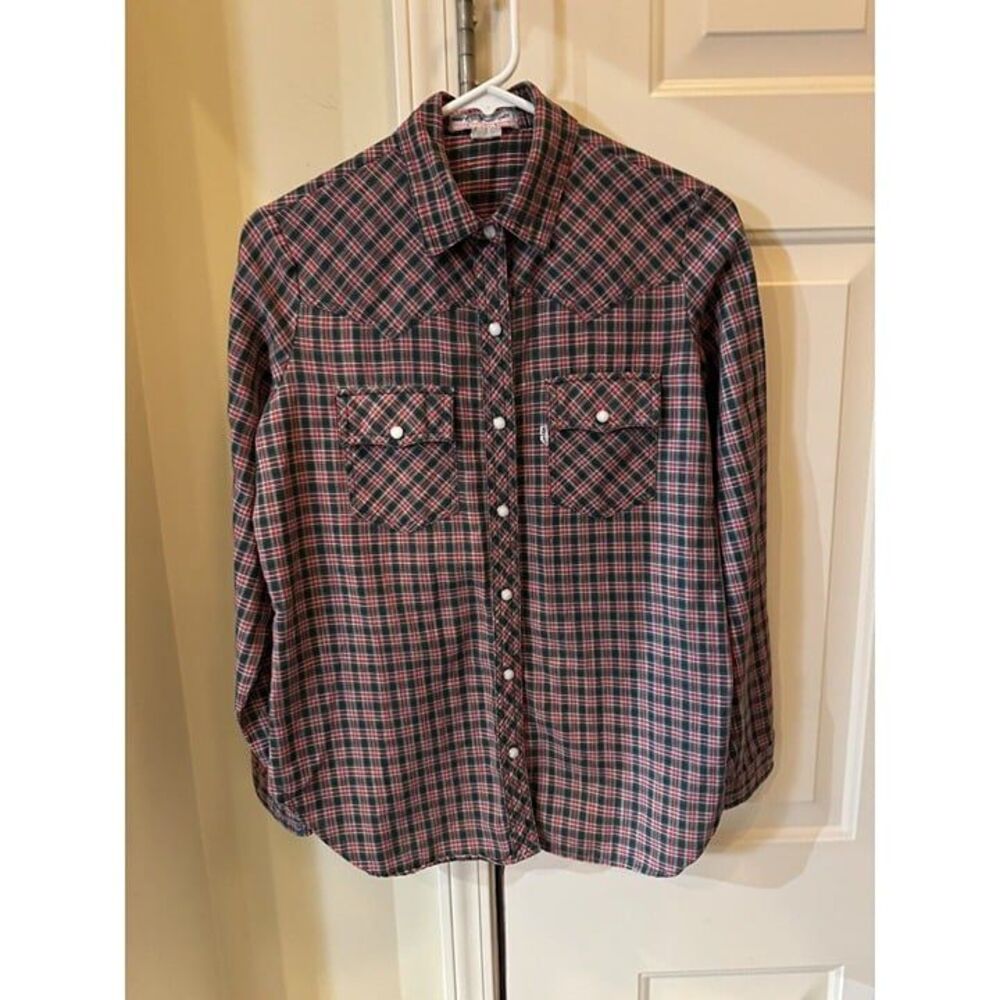 Vtg Levi Strauss Sierra Humps Saddlery Button Down Shirt Pearl Snap Sz M Rare